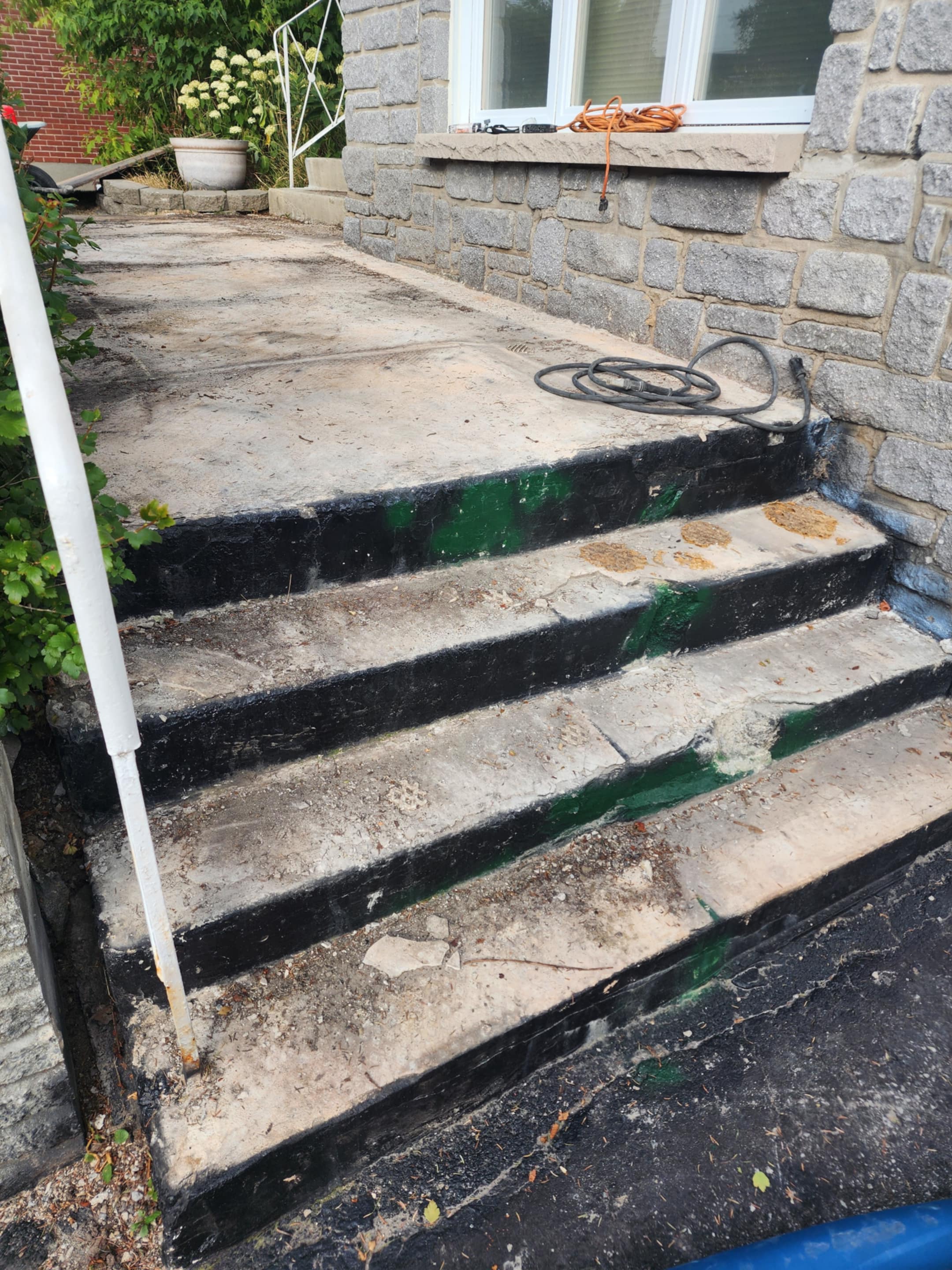 Before concrete stairs and landing restoration